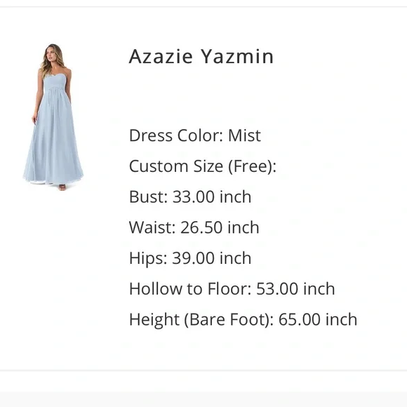 Azazie Strapless Dress in Light Blue and White - Picture 10 of 10
